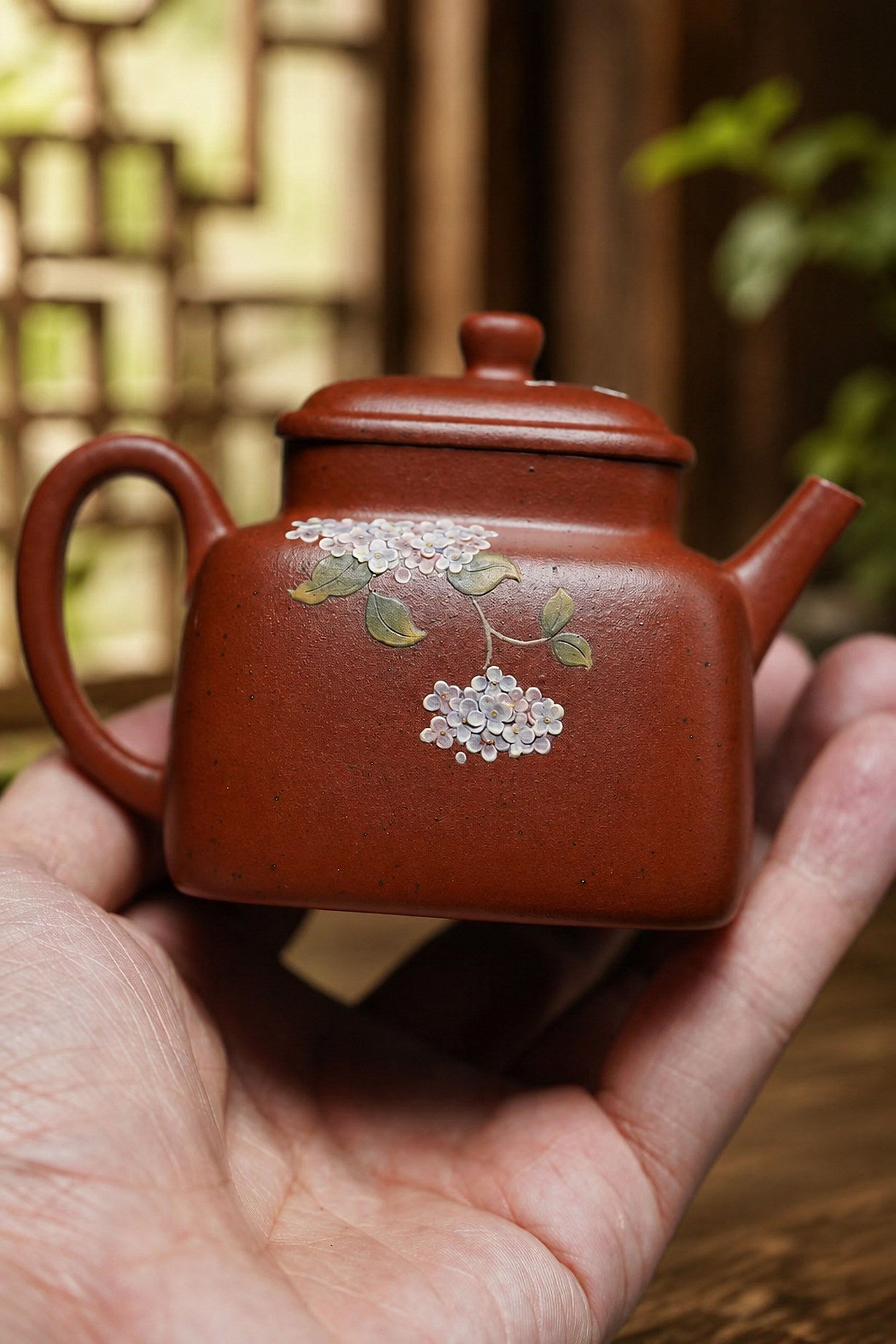 Product view 6 of 160ml Square Form zisha teapot in Zhuni Clay, No. 425