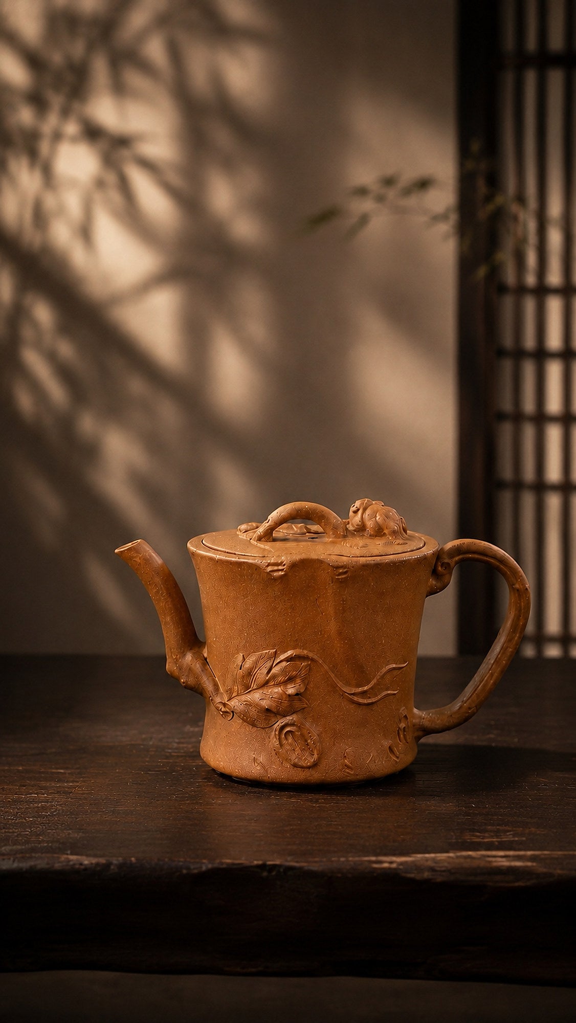 Product view 1 of 130ml Tree-Trunk Sculptural Form zisha teapot in Yellow Jiangponi Clay, No. 014