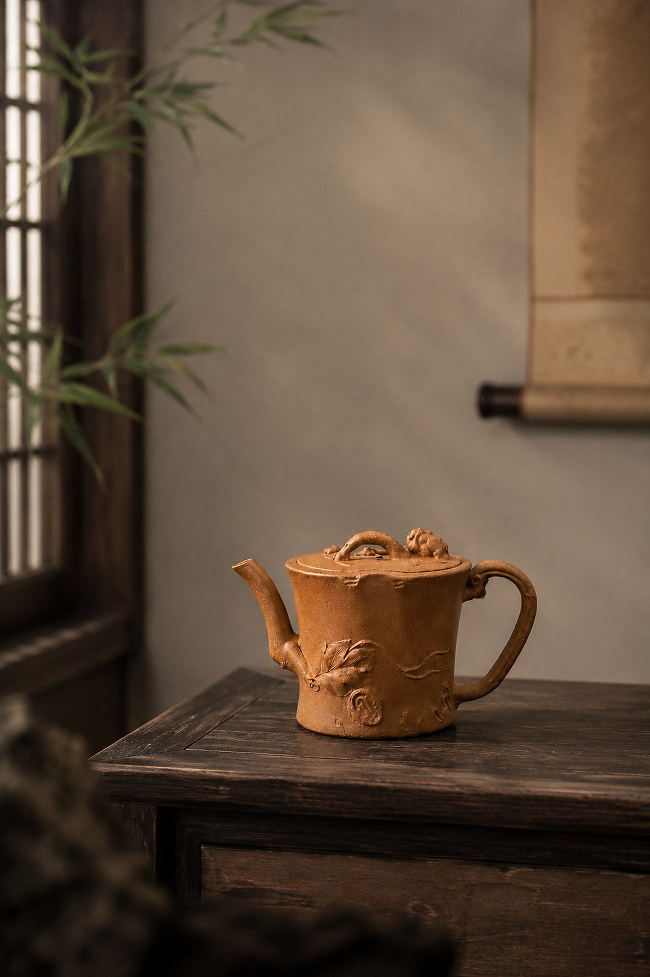 Product view 4 of 130ml Tree-Trunk Sculptural Form zisha teapot in Yellow Jiangponi Clay, No. 014
