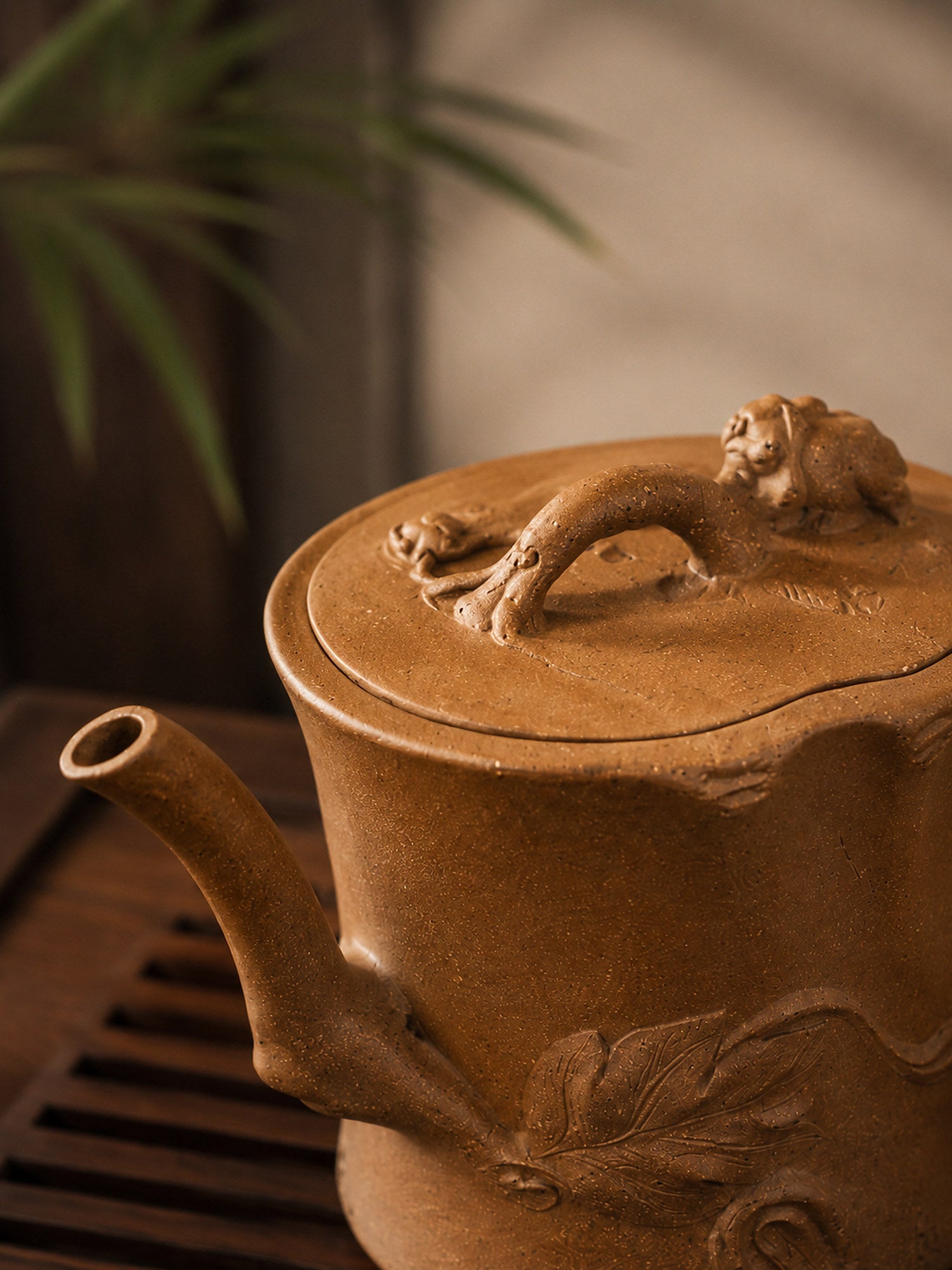 Product view 5 of 130ml Tree-Trunk Sculptural Form zisha teapot in Yellow Jiangponi Clay, No. 014