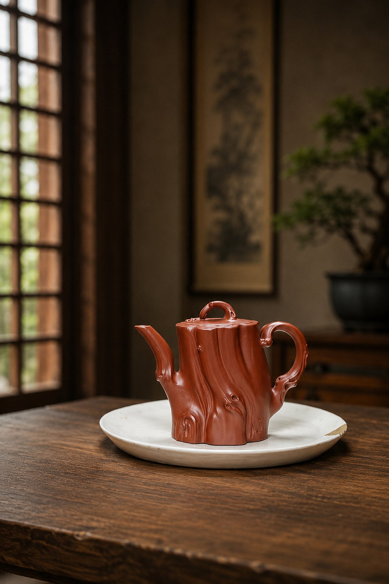 Product view 1 of 200ml Tree-Trunk Sculptural Form zisha teapot in Zhuni Clay, No. 224