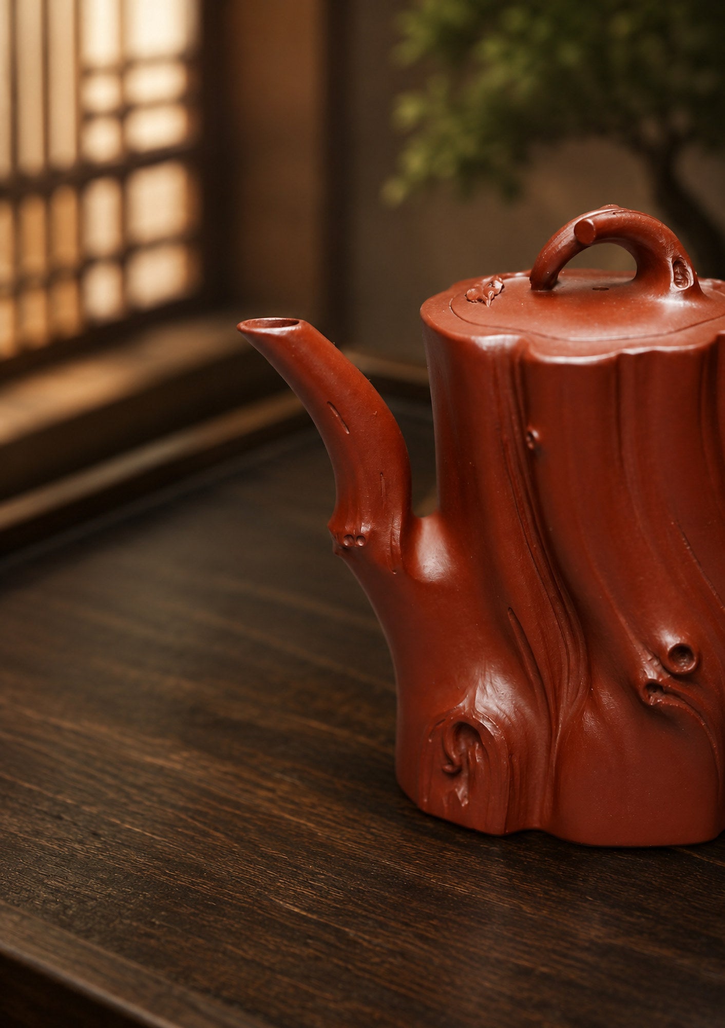 Product view 3 of 200ml Tree-Trunk Sculptural Form zisha teapot in Zhuni Clay, No. 224