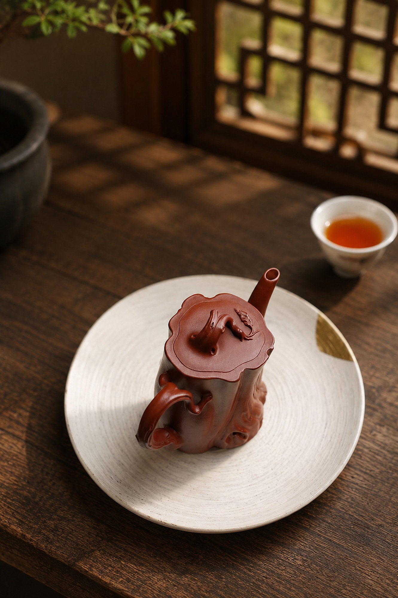 Product view 4 of 200ml Tree-Trunk Sculptural Form zisha teapot in Zhuni Clay, No. 224