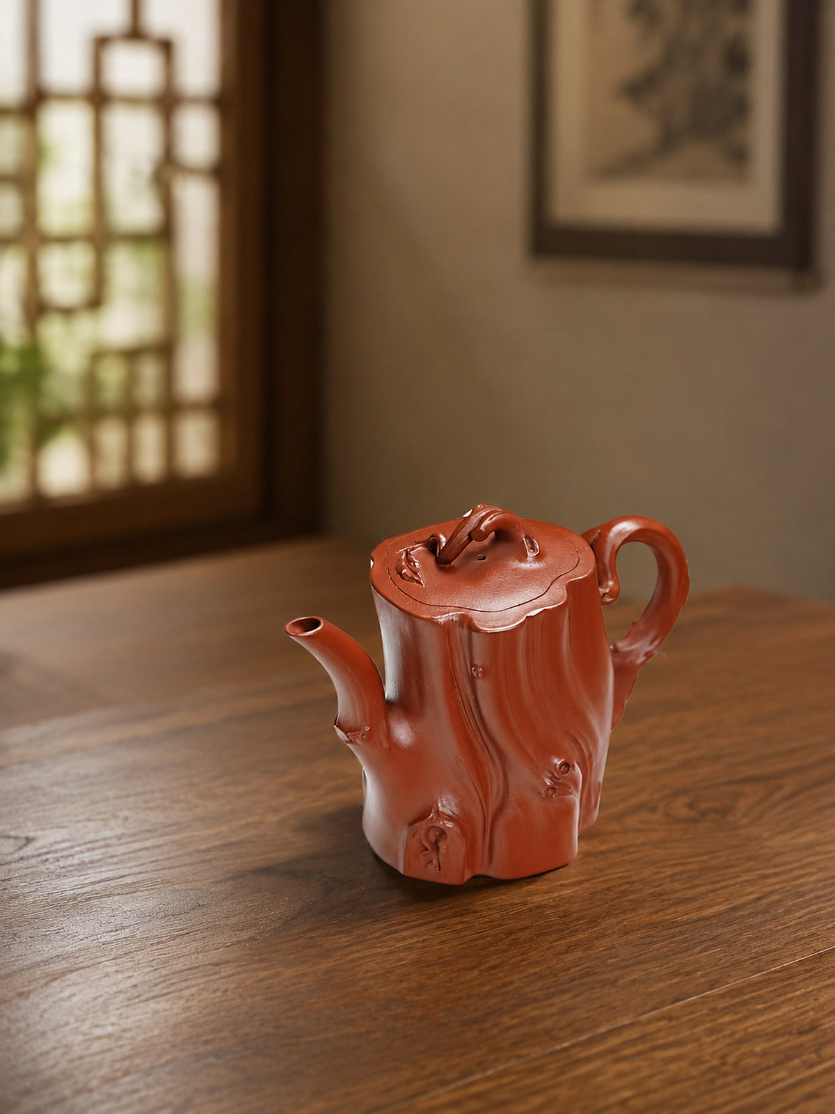 Product view 8 of 200ml Tree-Trunk Sculptural Form zisha teapot in Zhuni Clay, No. 224