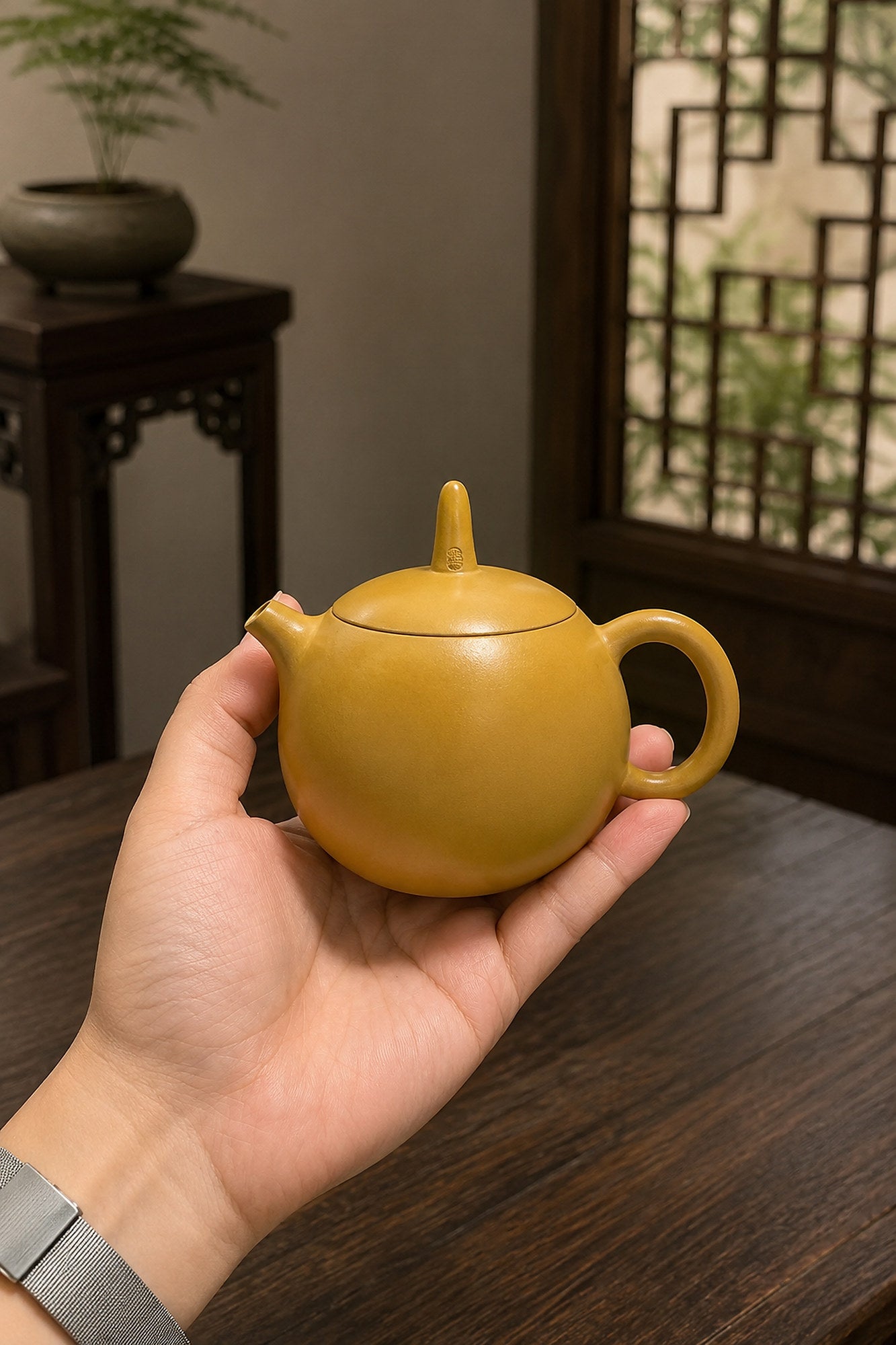Product view 2 of 90ml Xishi zisha teapot in Golden Duanni Clay, No. 045