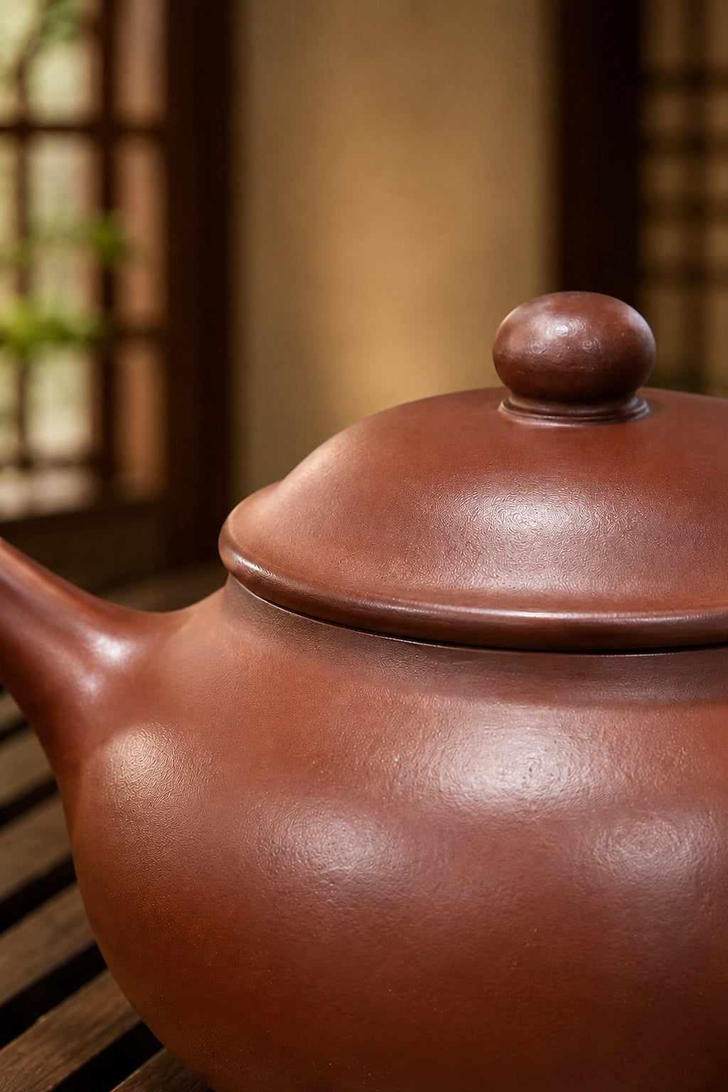 Dicaoqing Zini Yuan Bao teapot spout and lid close-up